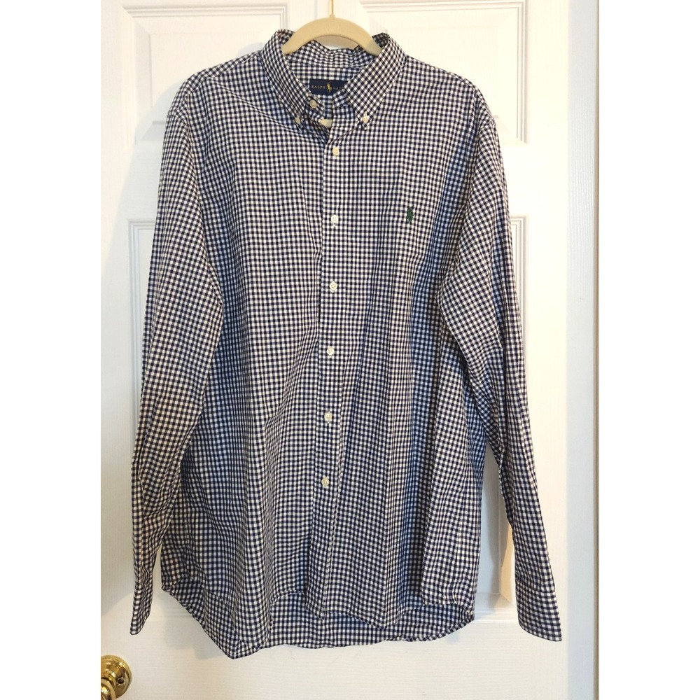 Polo Ralph Lauren Men's Size XL Gingham Oxford Shirt Black White Pony